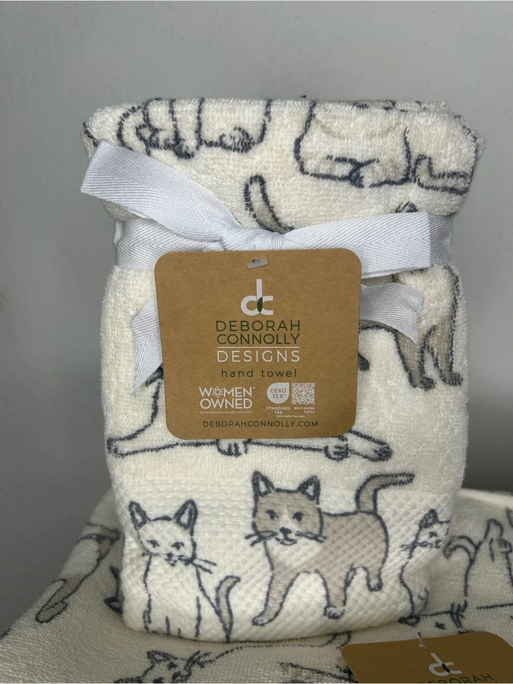 NEW Deborah Connolly Designs 4-Piece Cat Print Bath Towel Set